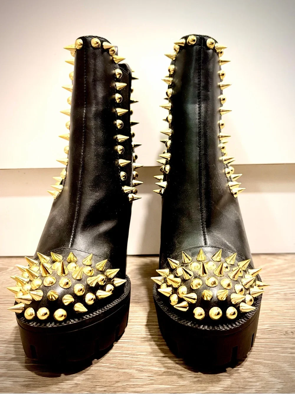 Black Platform Spike-Stud Chelsea Boots - Women's - Picture 2 of 5